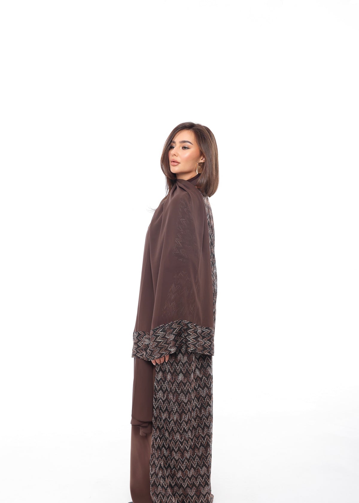 Dark Brown Zigzag Abaya