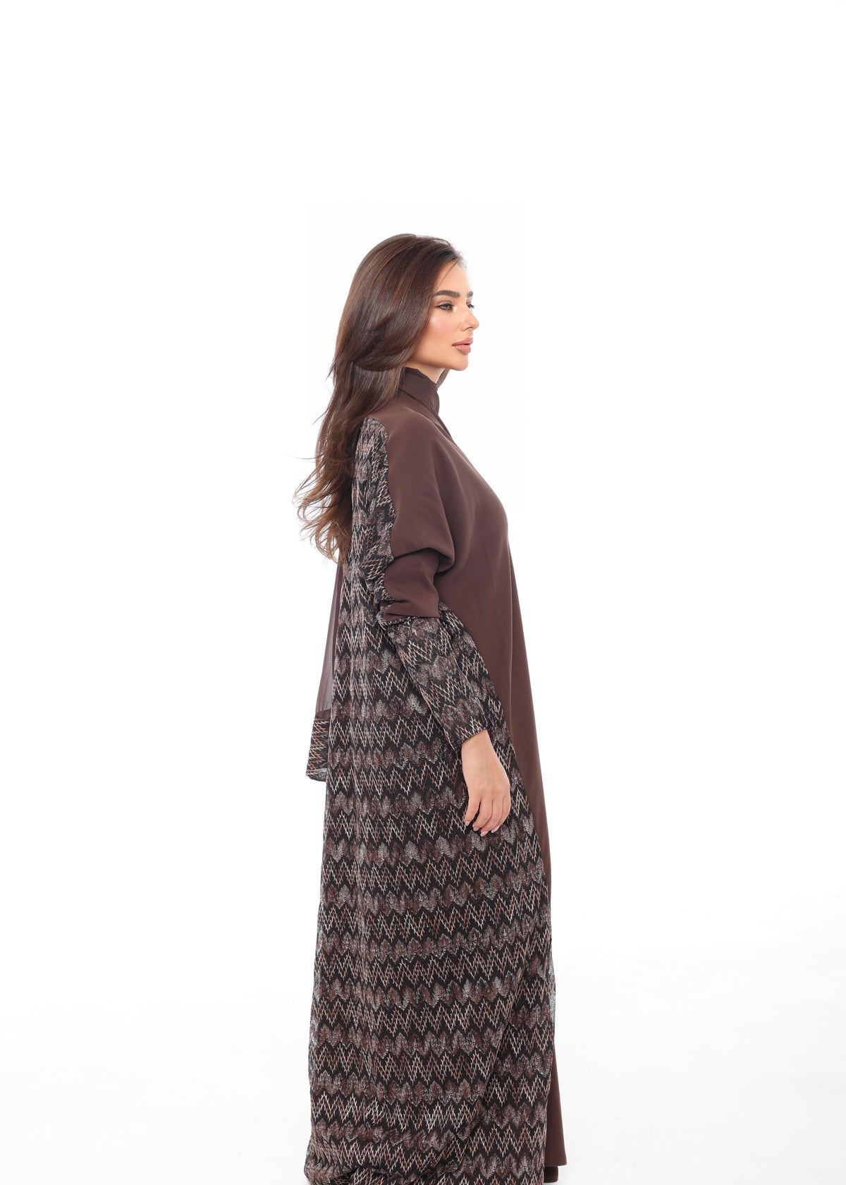 Dark Brown Zigzag Abaya