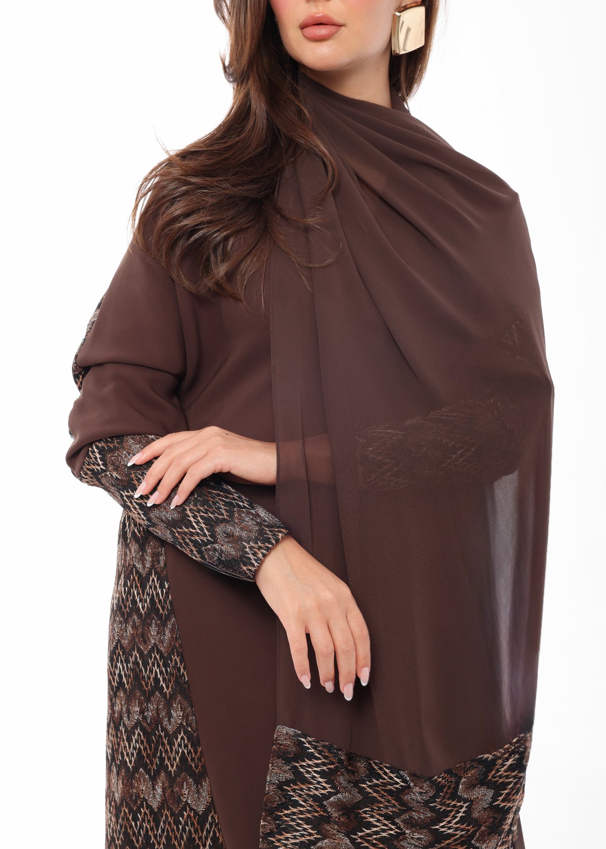 Dark Brown Zigzag Abaya