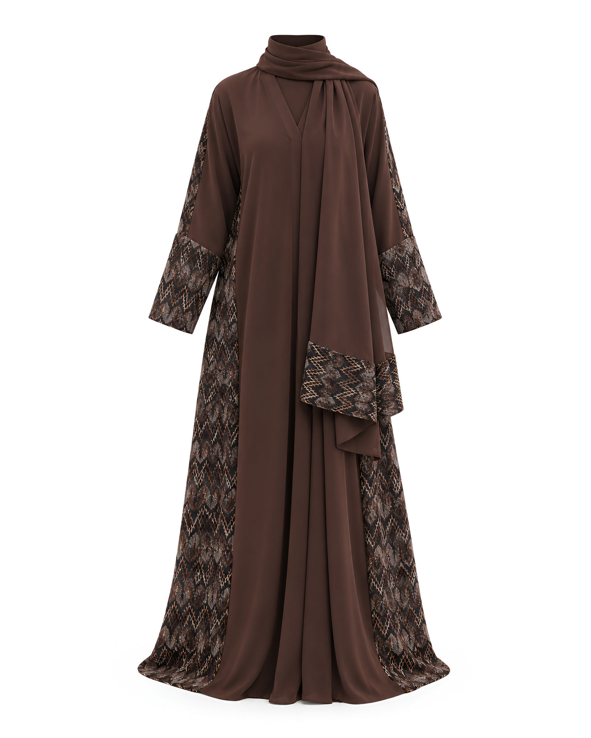 Dark Brown Zigzag Abaya